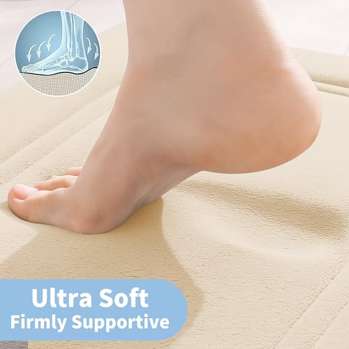 Cupic Cupid Memory Foam Bath Mat, Non-Slip Bathroom Rug, Cream, 16" x 24"