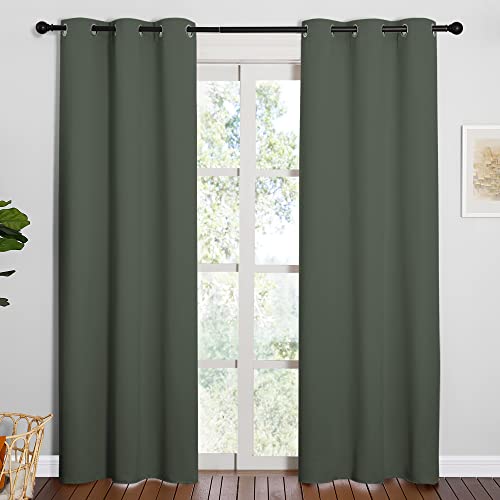 NICETOWN Dark Mallard Blackout Curtains, 42"W x 84"L, 2 Panels