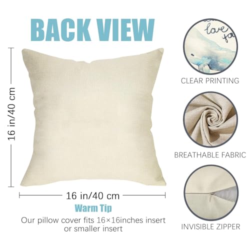 Whale Always Love You Decorative Throw Pillow Cover - 16x16 Cotton Linen