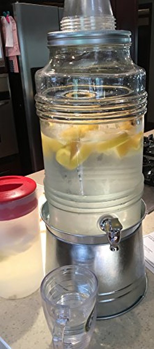 Circleware Breeze Glass Beverage Drink Dispenser with Stand Metal Base which Transforms to Metal Ice Bucket and Metal Lid + Fruit Infuser + Chrome Finished Spigot, HUGE 2.3 Gallons