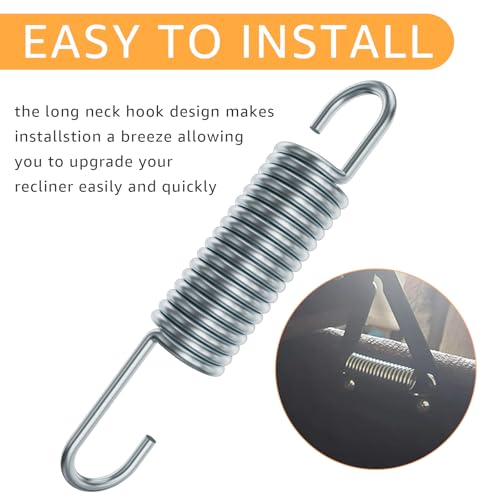 3-5/8 Inch Recliner Replacement Tension Springs (2 Pcs) - Long Neck Style