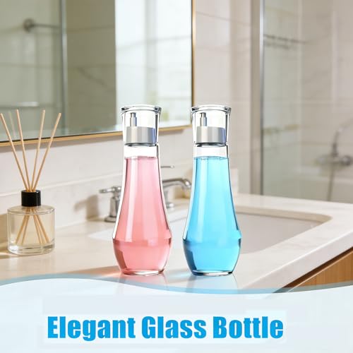 LGURT 9oz Glass Mouthwash Dispenser with Rinse Cup – Refillable Decanter