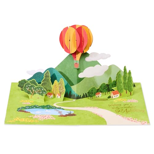 Papyrus 50th Anniversary Pop-Up Card, Hot Air Balloon 3D Greeting Card