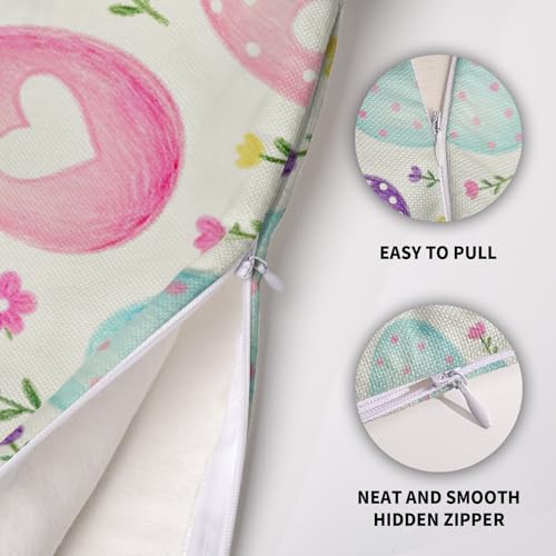 Sivirary Easter Egg Pillow Covers 18x18, Set of 2 Spring Floral Cushion Cases