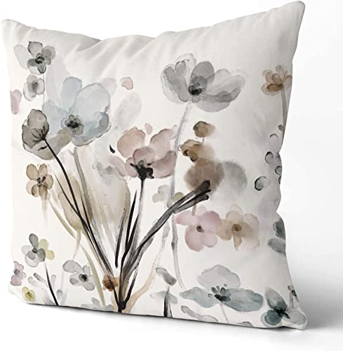 Qesonoo 18x18 Inch Set of 2 Flower Velvet Throw Pillow Covers - Modern Decorative Square Cushion Cases for Sofa Bed Couch Bedroom Living Room Car