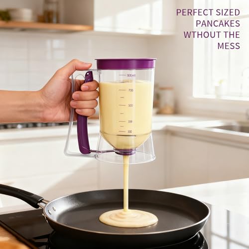 YOUOIVIA Pancake Batter Dispenser with Squeeze Handle - 4 Cup Capacity
