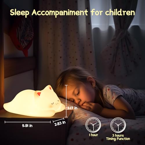ZKLiLi Miyan-Pamao Cute Cat Night Light for Kids 16 Colors Dimmable Nursery