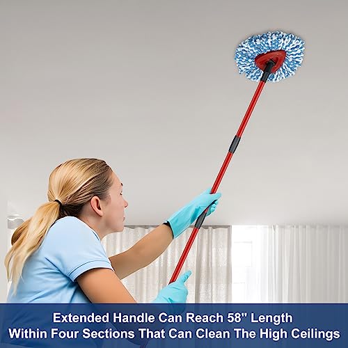 GFRED Adjustable Spin Mop Handle Replacement for Oceda & Broom, 30-58 Inch Iron Mop Stick