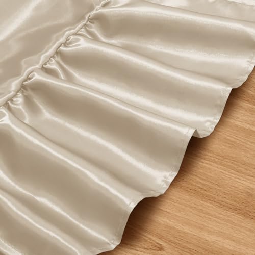 Satin Table Runner Champagne 12x108 Inch Ruffle Party Decor 2 Pack