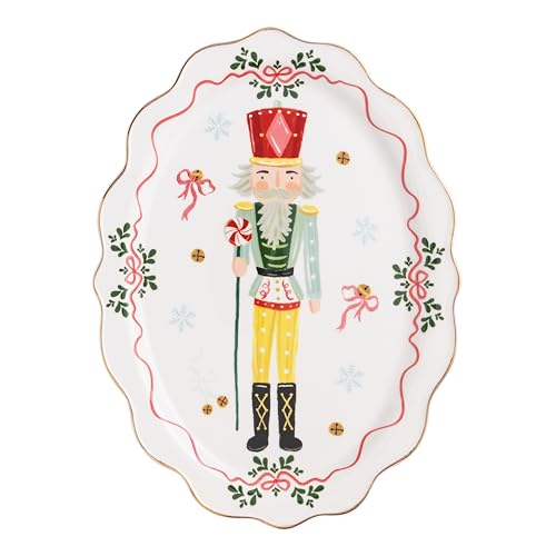Christmas Nutcracker Small Ceramic Platter - Festive Holiday Serving Dish