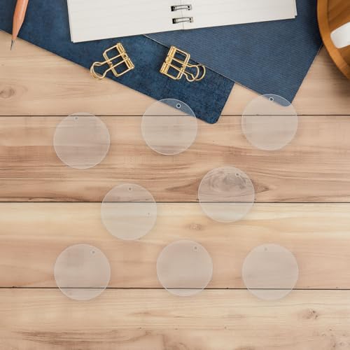 YaeYur 12PCS Round Clear Acrylic Blanks with Hole for DIY Crafts and Keychains