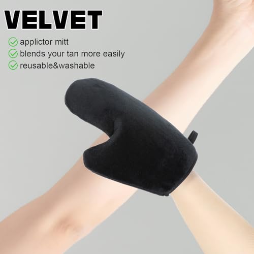 Self Tanning Mitt Set with Back Applicator and Thumb Velvet Mitt