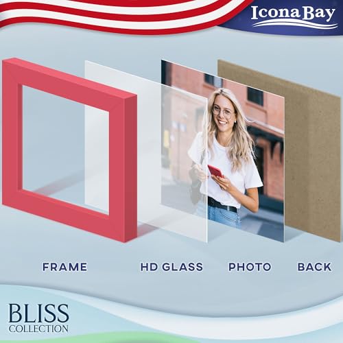 Icona Bay 4x4 Red Picture Frame with 3x3 Mat - Modern Design