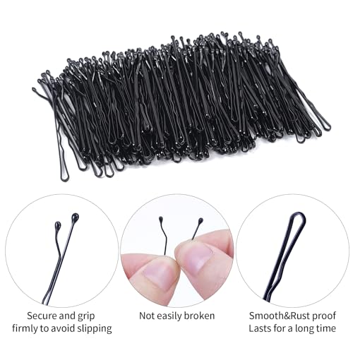 Black Bobby Pins 150Pcs Non-Slip Wavy Hair Pins with Storage Box