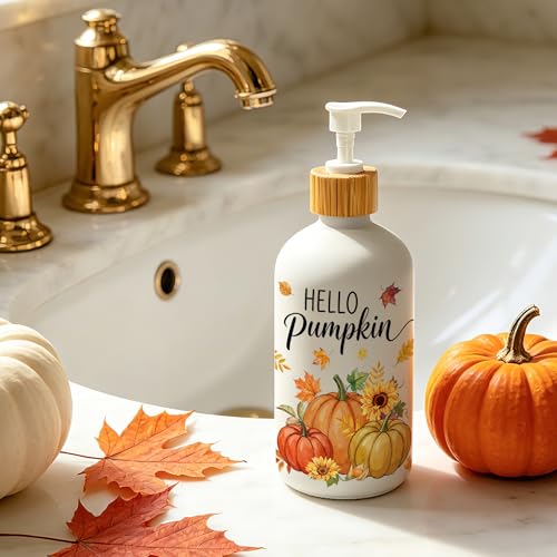 Hexagram Pumpkin Glass Soap Dispenser - Fall Bathroom & Kitchen Decor