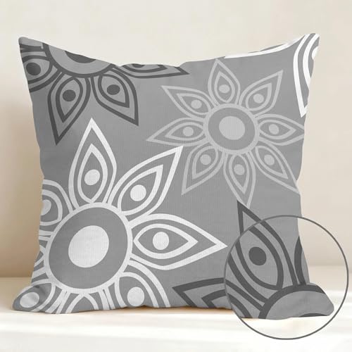 Hexagram 18x18 Gray Throw Pillow Covers - Set of 4 Soft Outdoor Cushions