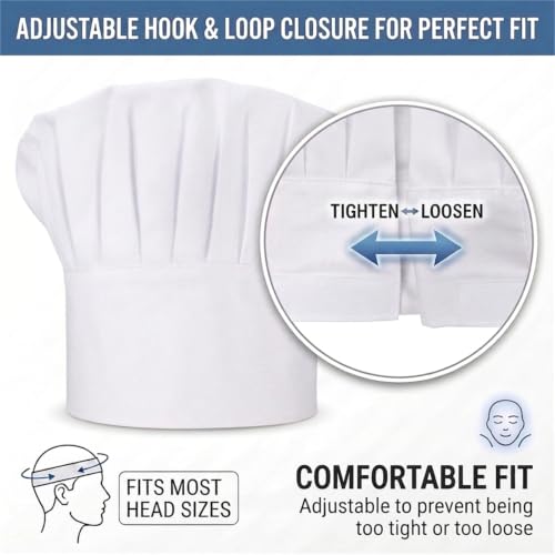 Adjustable Cotton Chef Hat for Men & Women - Kitchen Cooking Cap