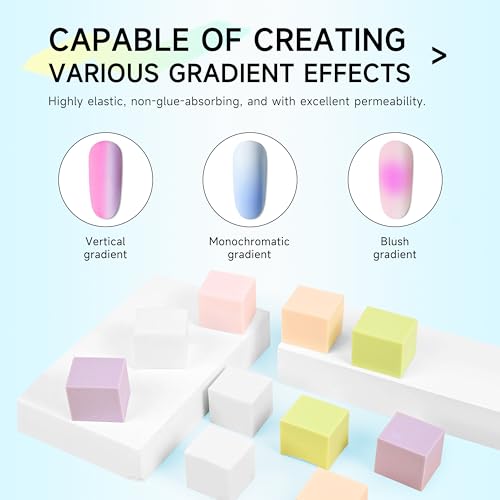 AIJIMEI 100Pcs Nail Sponges for Ombre with Grabbing Pen Manicure Tool Kit