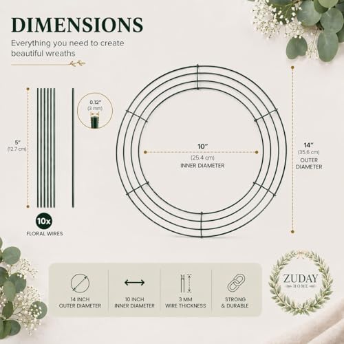 14-Inch Metal Wire Wreath Frames - 2 Pack with Twist Ties for DIY Decor