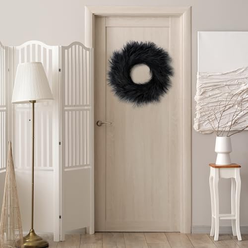 Black Pampas Grass Wreath 26 Inch Faux Boho Farmhouse Wall Decor for All Seasons