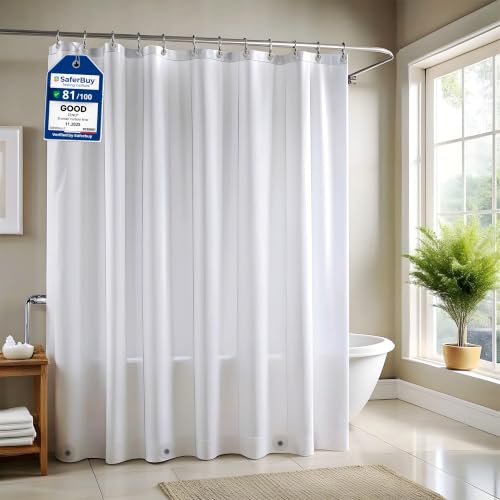 ZENO Frosted Shower Curtain Liner, 72x72 Waterproof PEVA with Magnets