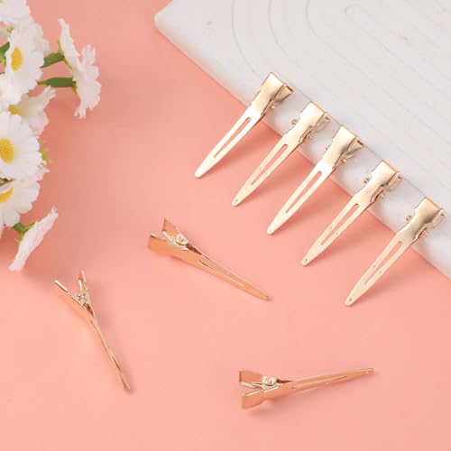 50 Pcs Pin Curl Clips 1.8 Inch Metal Alligator Hair Clips Gold Setting