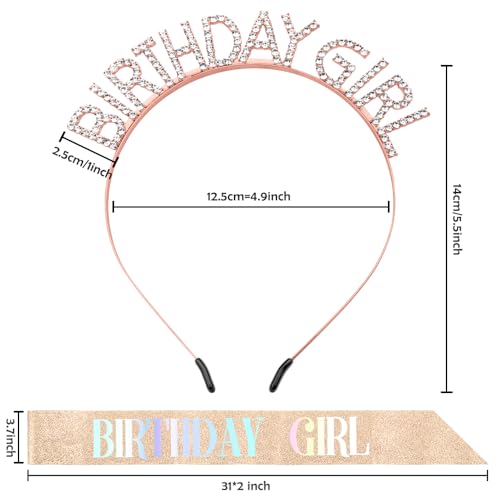 Coopyin Birthday Sash and Rhinestone Crown Set for Women