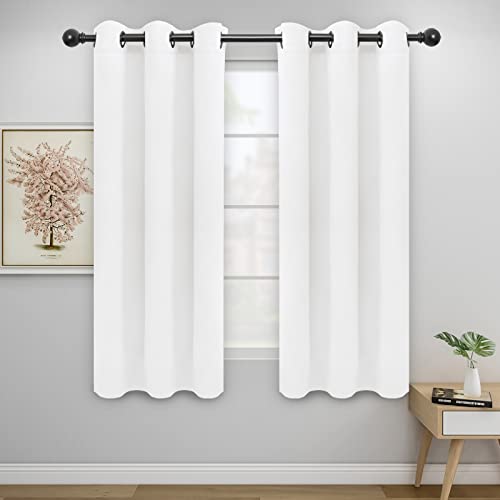 Easy-Going Thermal Blackout Curtains - 46x63 Inch White Grommet Panels (Set of 2)