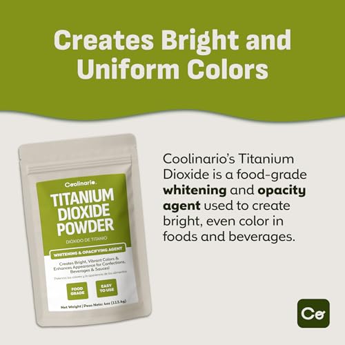 Coolinario Food Grade Titanium Dioxide Powder - 4 OZ for Bright Confections & Sauces