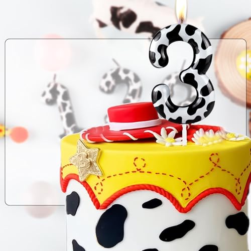 Cxryrzhe Cow Number 1 Birthday Candle - Black Metallic 6cm Cake Topper for Kids & Celebrations