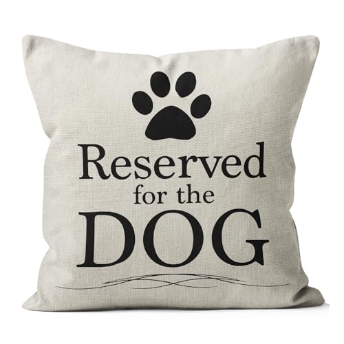 Reserved for The Dog Linen Throw Pillow Cover, 18x18 Decorative Dog Case