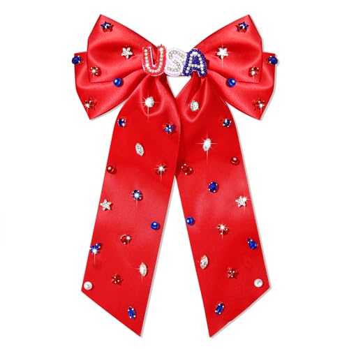4th of July Hair Bow Clip Red White and Blue Patriotic USA Ribbon