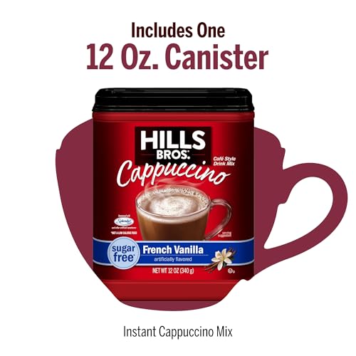 Hills Bros. Sugar-Free French Vanilla Cappuccino Mix, 12 oz - Instant Coffeehouse Quality