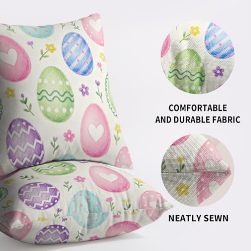 Sivirary Easter Egg Pillow Covers 18x18, Set of 2 Spring Floral Cushion Cases