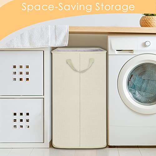 SNIGJAT 80L Beige Collapsible Laundry Basket with Handles