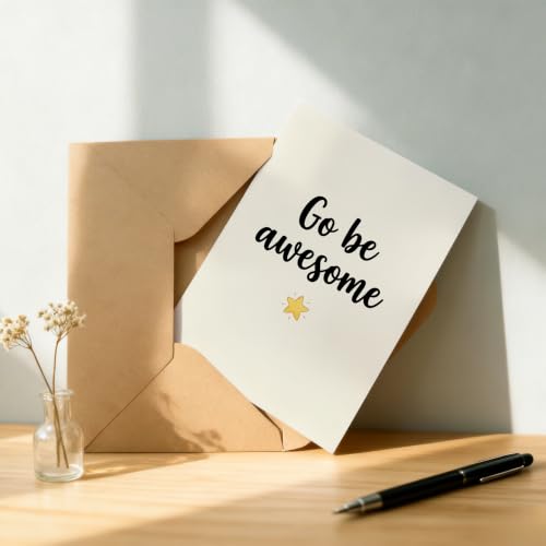 Go Be Awesome Inspirational Greeting Card - Minimalist 5x7 Note (FW-HK-KC88)