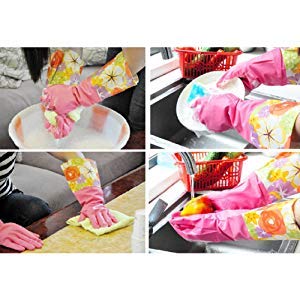 Natural Latex Cleaning Gloves with Flock Lining - 2 Pairs