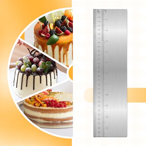 NQEUEPN 12 Inch Metal Cake Scraper and Stainless Steel Edge Smoother