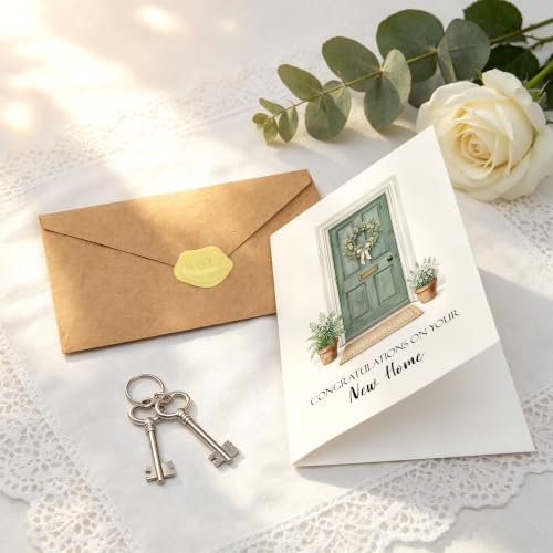 Elegant Housewarming Greeting Card with Envelope - Congratulations on Your New Home