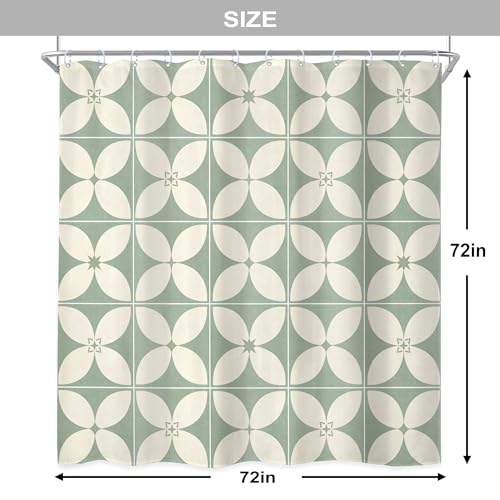 Geometric Boho Bathroom Shower Curtain Set - 72x72 in Waterproof
