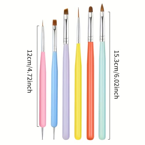 6-Piece Professional Nail Art Brush Set and Dotting Tool Kit