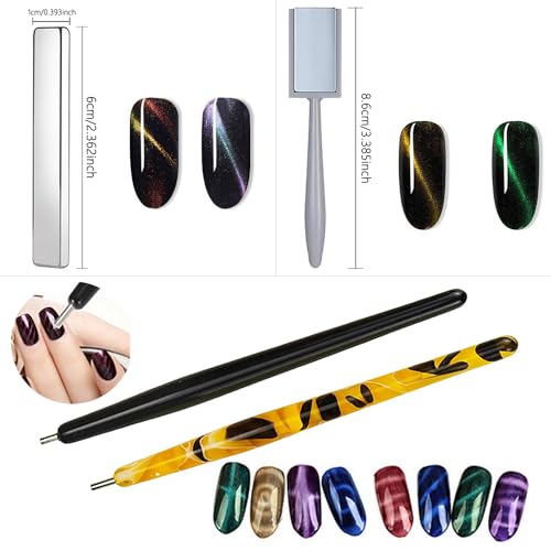 8-Piece Cat Eye Nail Magnet Kit - Magnetic Sticks & Design Tools for Gel Polish