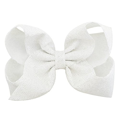 DESUNESS Large Sequin Hair Bow Barrettes 8 Inch Long Tail Bow Clips