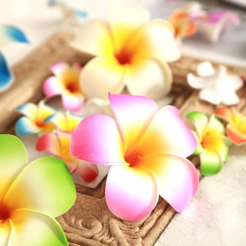 5-Piece Hawaiian Plumeria Flower Hair Clips Tropical Beach Accessories