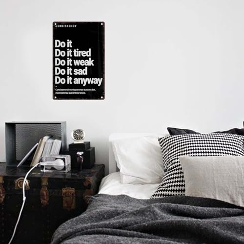 Do It Anyway Vintage Metal Sign | Motivational Wall Art for Gym & Office, 12x8 Inch
