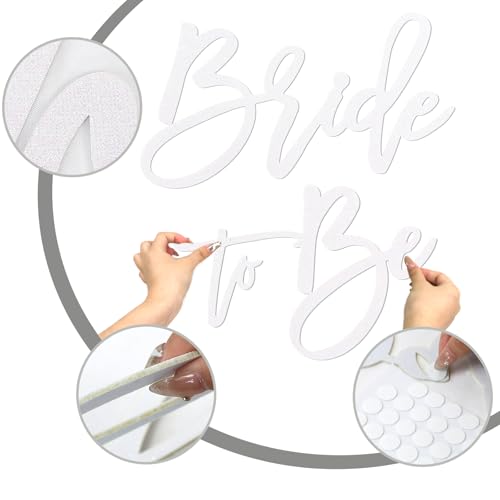 MASTRON Glitter White Felt Bride to Be Sign - Bridal Shower & Wedding Decor (Variation: Glitter White BTB)