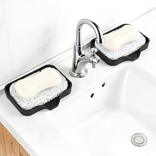 Emlim White Soap Holder Pad - 4 Pack Non-Slip Soap Dish Liners for Kitchen & Bathroom, Custom Fit, Extend Soap Lifespan