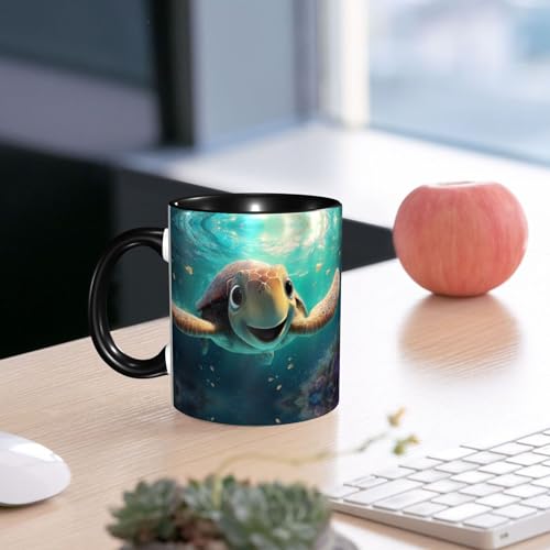 Turquoise Sea Turtle Coffee Mug 11oz Ceramic Tea Cup Funny Porcelain Gift