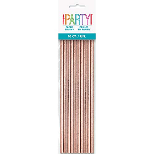 Rose Gold Foil Paper Straws - 8.25" (Pack of 10) - Eco-Friendly