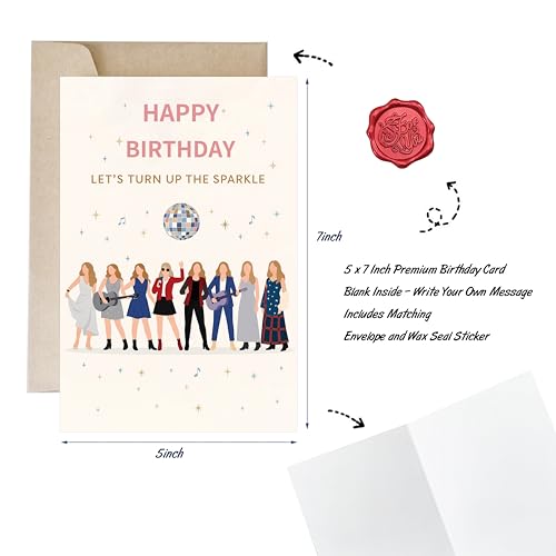Retro Disco Birthday Card for Best Friend with Envelope and Sticker
